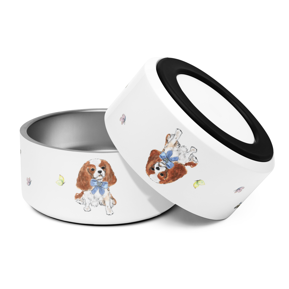 King Charles Cavalier Food Bowl - Butterflies