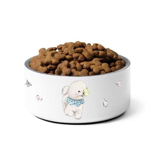 Bichon Frise Food Bowl - Butterflies