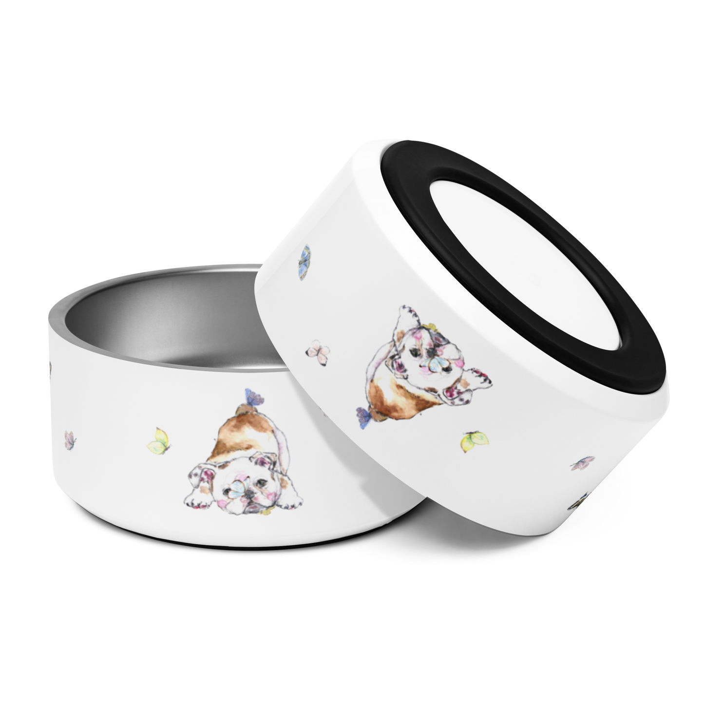 Bulldog Food Bowl - Butterflies